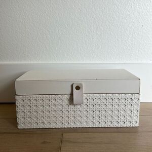 White Wood & Cane Box